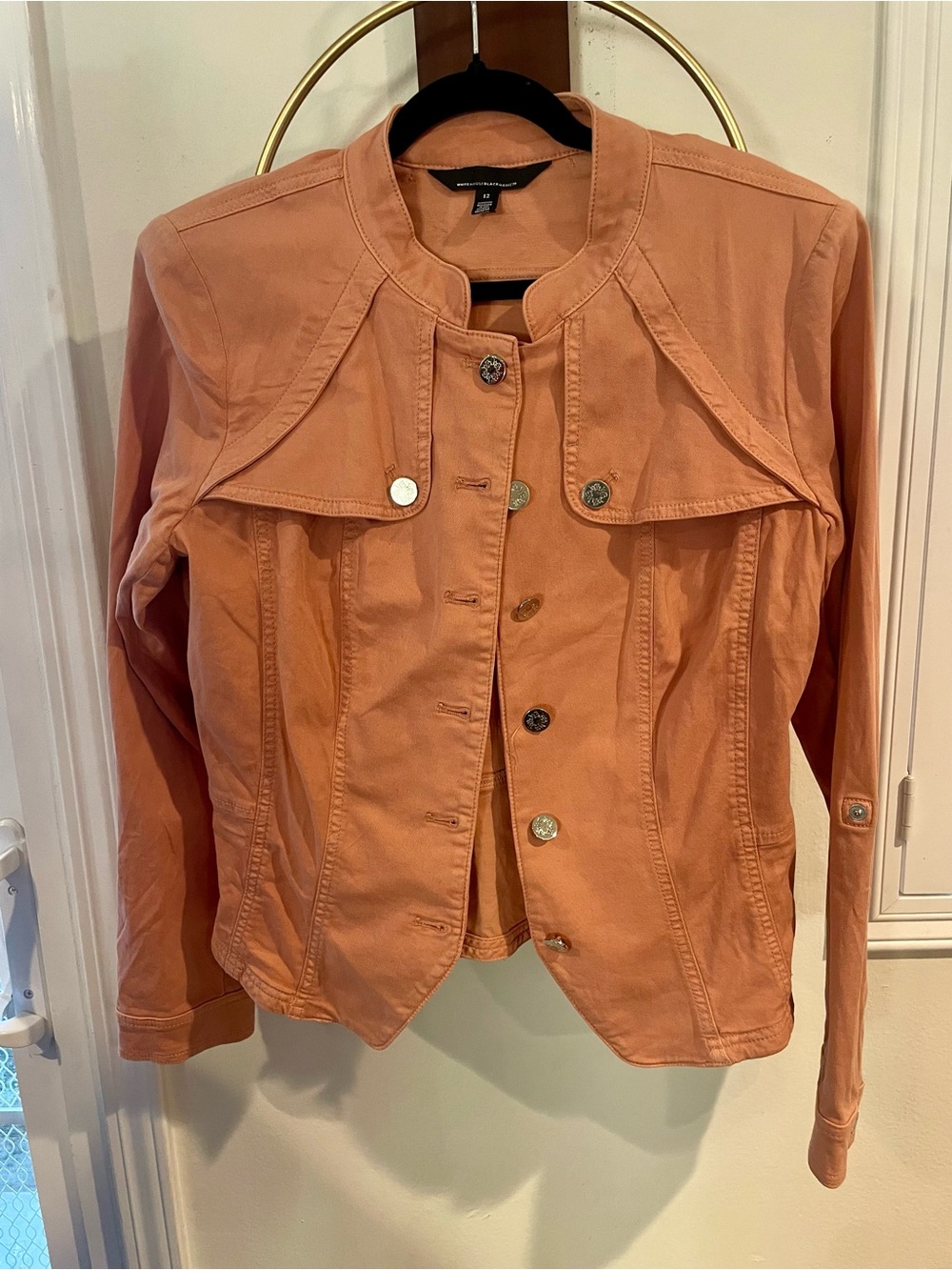 White House Black Market Coral Pink Utility Jacket
